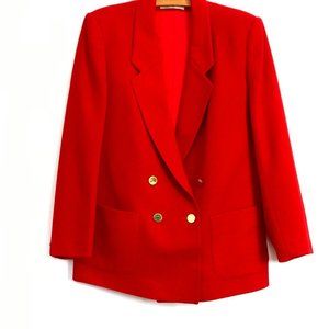 Evan Picone Vintage Double Breasted Wool Red Blazer